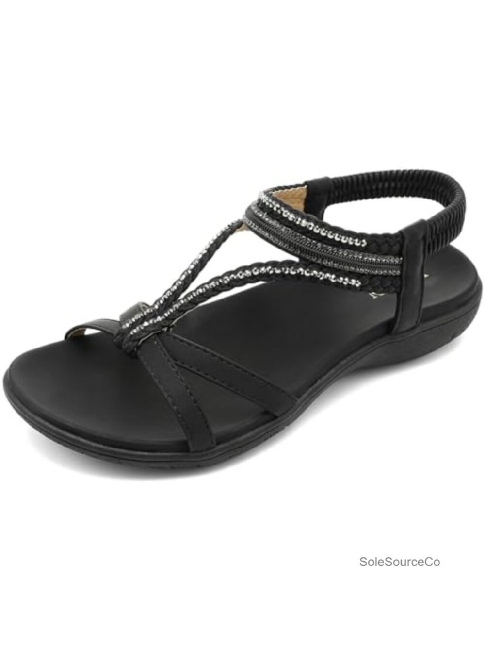 Bohemian Flat Sandals with Elastic Back Strap, Comfortable for Walking